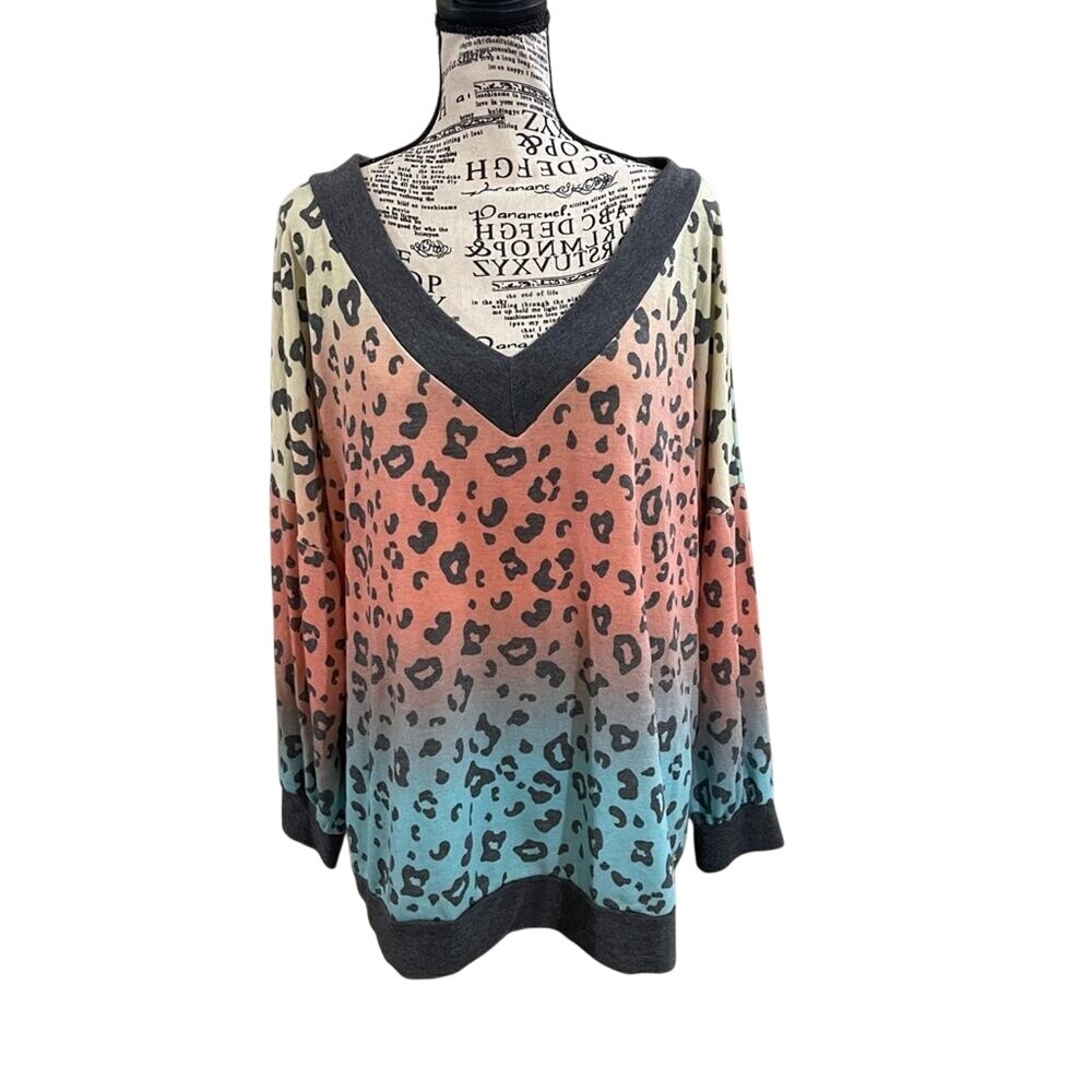 Emerald multi color print top sz 1x